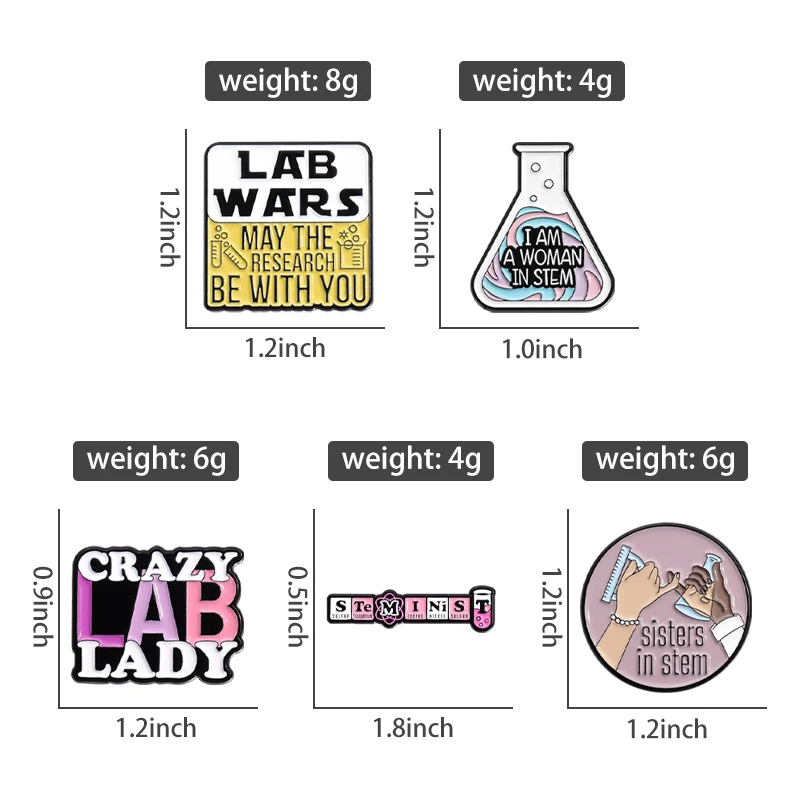 Crazy Lab Lady Brooch Enamel Pin Custom Chemical Laboratory Sisters in Stem Brooch Backpack Lapel Badge Jewelry Gift For Friends