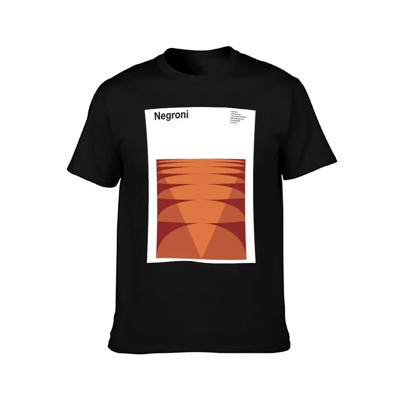 Negroni Cocktail Poster T-Shirt, Summer Casual Cotton Tee, Oversized Streetwear Tops, Vintage Graphic Print, Unisex Men Women