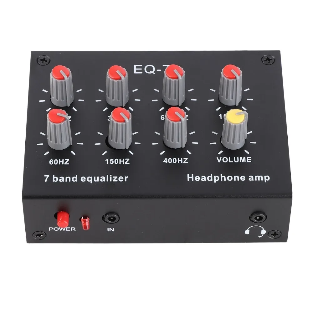 3.5mm EQ-7 Audio Signal Headset Amplifier 12dB High Bass Adjustment Dual Channel Sound Equalizer Digital Equalizer