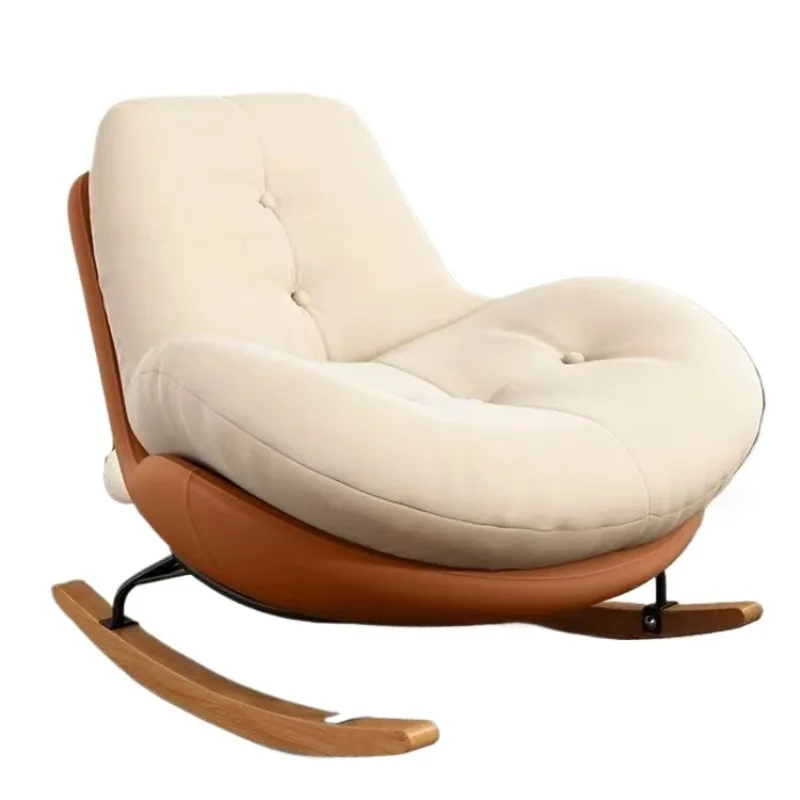 Modern Ergonomic Eggshell Rocking Sofa Chair Comfortable Adult Single Leisure Recliner for Indoor Home Decor