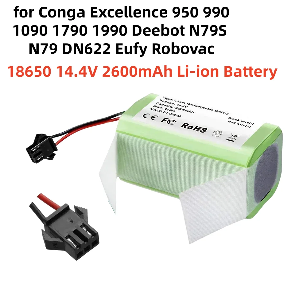 

Аккумулятор Li-ion 14.4V 2600mAh для Conga 950 990, Deebot N79S, Eufy Robovac 11S 12 (замена)