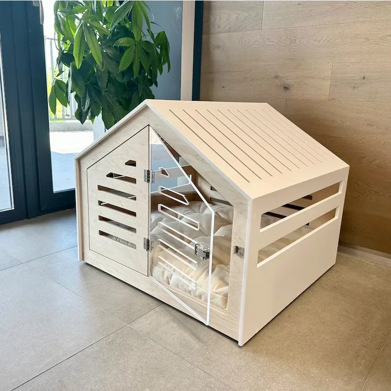 Casa de madera para perros y gatos, muebles modernos y creativos para mascotas, respetuosa con el medio ambiente, para interiores, superventas