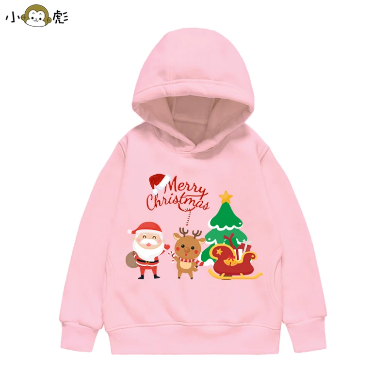 Felpa con cappuccio per bambini con renna di Babbo Natale di Natale Ragazzo Ragazza Autunno Inverno Quotidiano All'aperto Casual Allentato Caldo Abbigliamento sportivo morbido