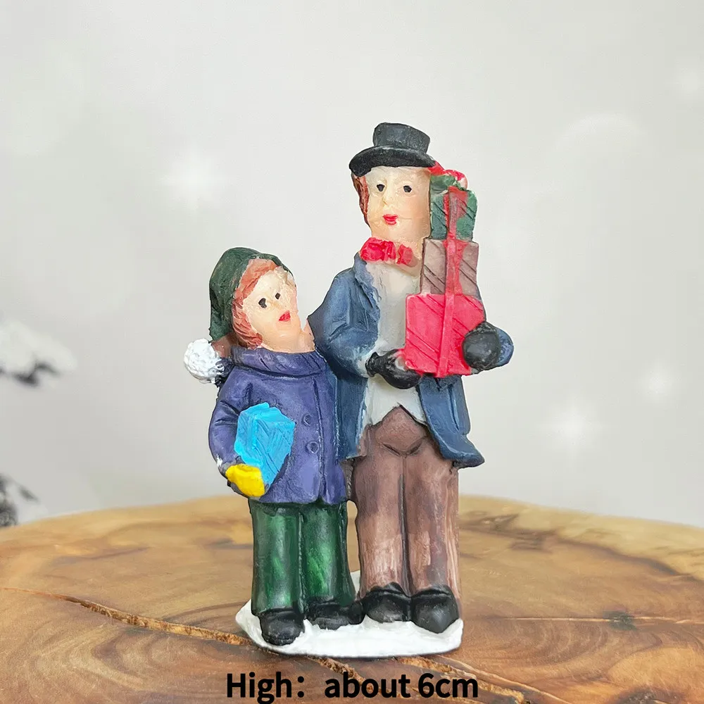 Weihnachtslieder-Sänger Harz-Minifiguren, Winterdorf-Szenen-Dekoration, Feiertagsgeschenk zum Sammeln – Detail 8
