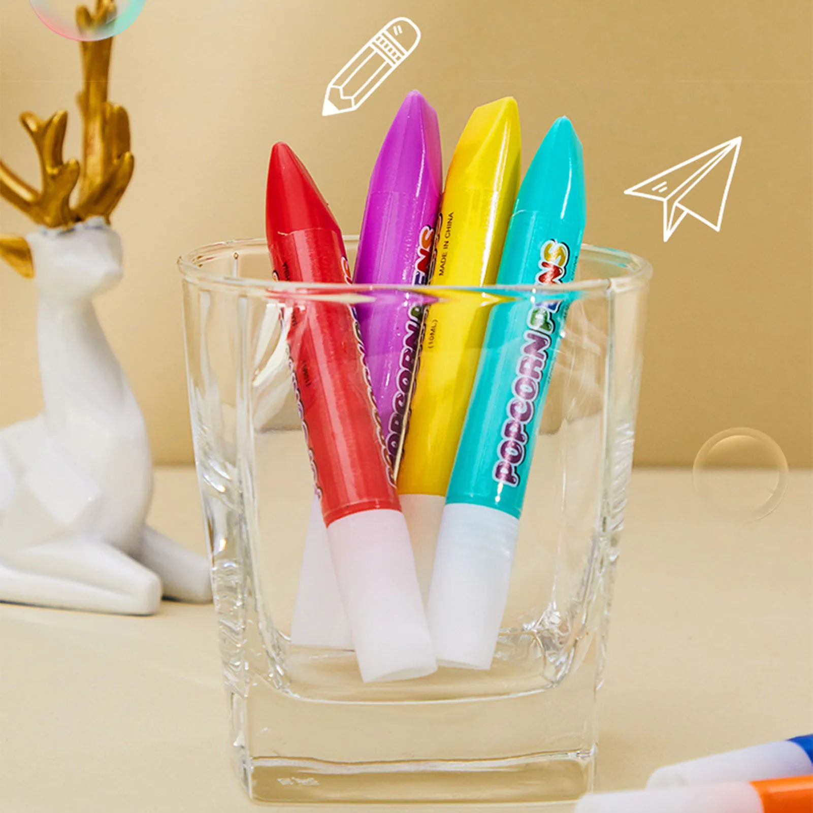 6pcs Kids 3D Art  Puffy Pens Popcorn Colors Bubble Pen for Greeting Birthday Cards