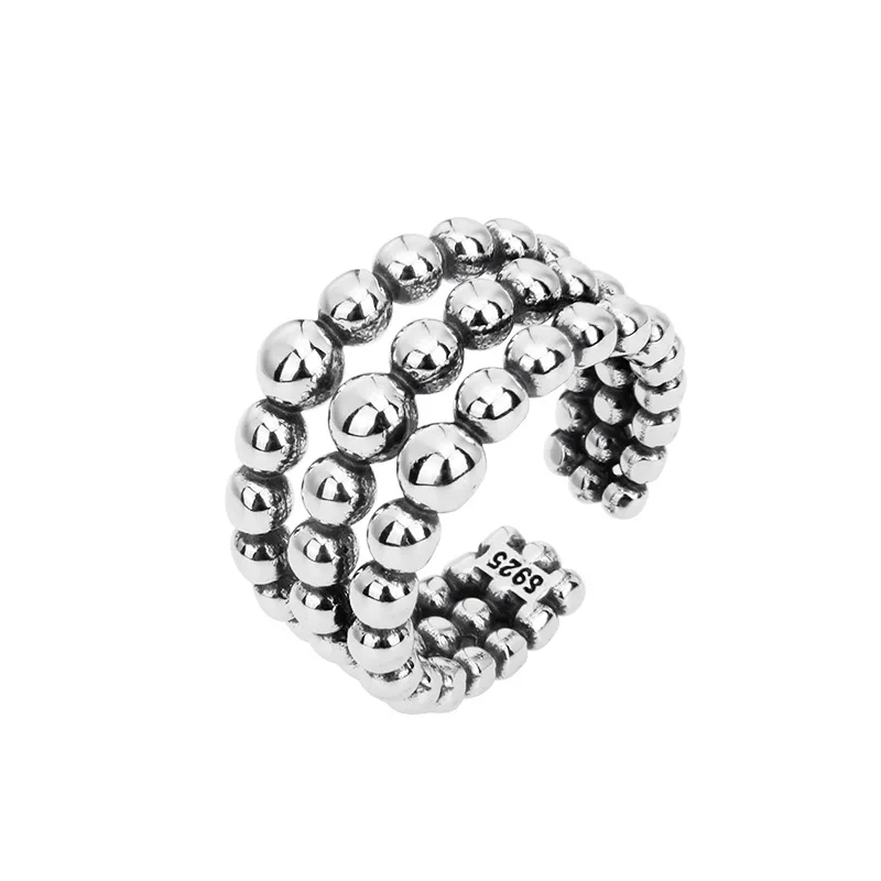 Uglyless Movable Hollow Silver Balls Rings for Women Glossy MINI 925 Sterling Silver Beads Ring 3 Circles Girls Students Jewelry