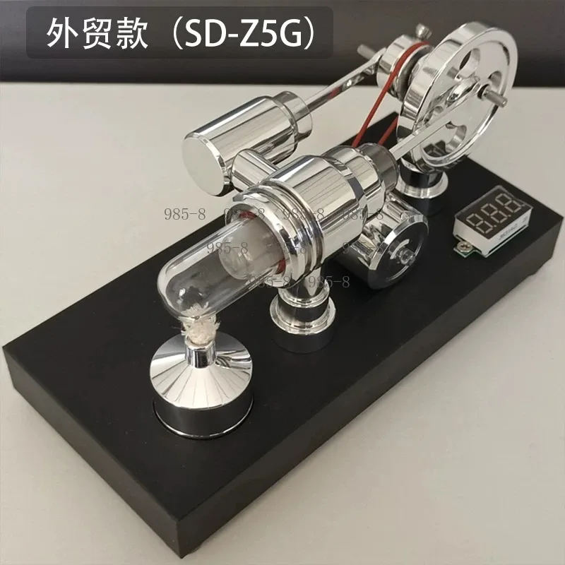 DIY Stirling Cycle Power Generation Model With Mirror Polished Surface, Built-In Voltmeter And USB Output Function