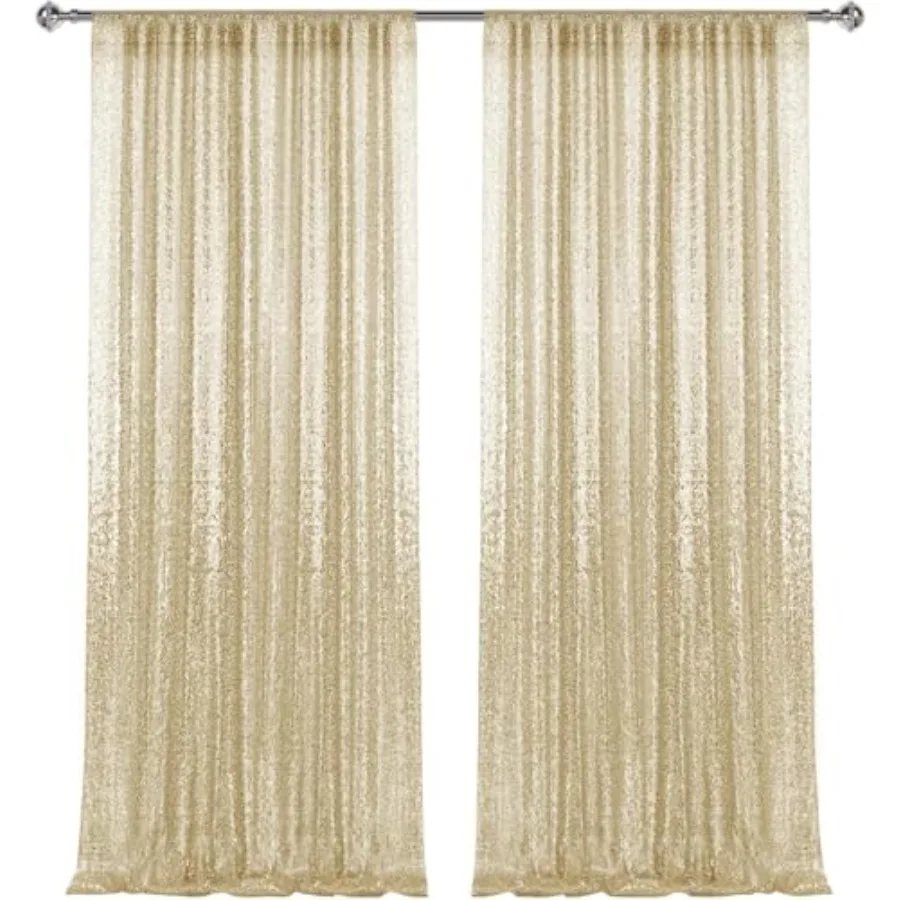 

Photography backdrop curtains for weddings and parties, champagne-colored sequin fabric, 2×8FT size, 6PCS glitter panels with e