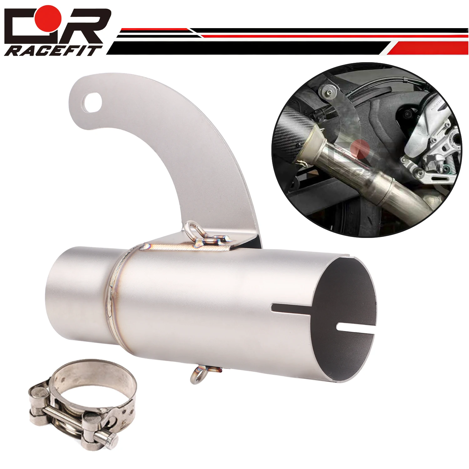 

For QJMOTOR Chase QJ 800RS Motorcycle Exhaust Pipe 51mm Stainless Mid Link Tube