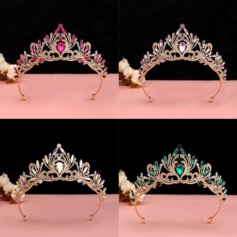 Corona de Tiara de cristal para niñas, joyería elegante para el cabello, fiesta de boda, Princesa, diamantes de imitación