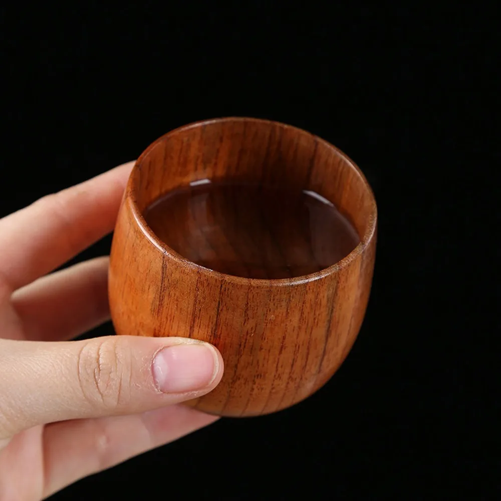 Simple 200ml Tea Cup Smooth Polished Wood Water Cup Lightweight Solid Drinking Mug Kitchen