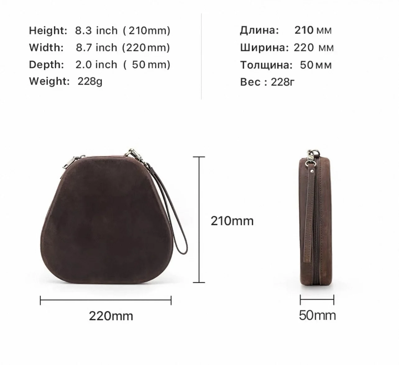 에어팟 맥스 보호 커버용, 천연 크레이지 호스 가죽 휴대용 지퍼 수납 헤드폰 가방