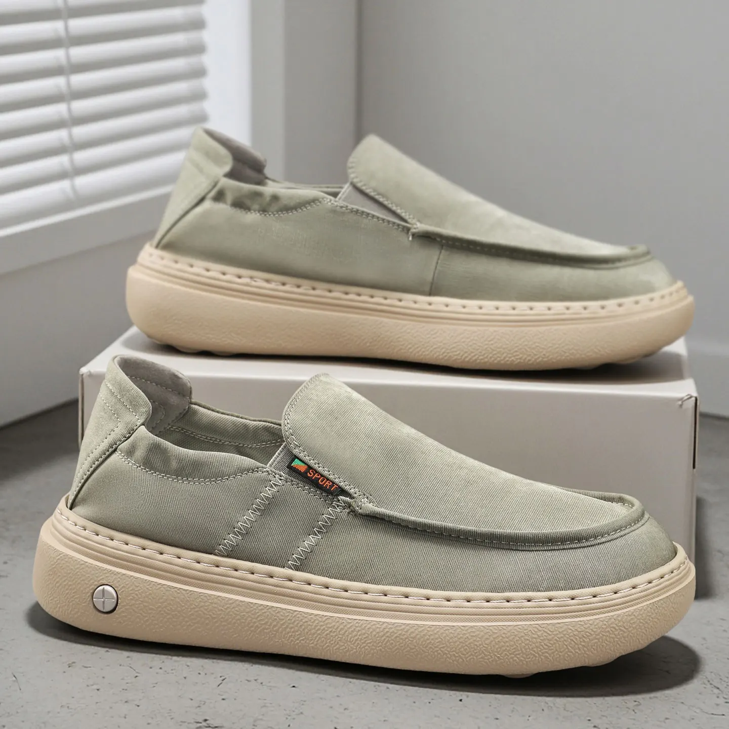 

Легкие удобные парусиновые туфли на толстой подошве, дышащая повседневная обувь с мягкой подошвой, лоферы для отдыха на один шаг для ленивых