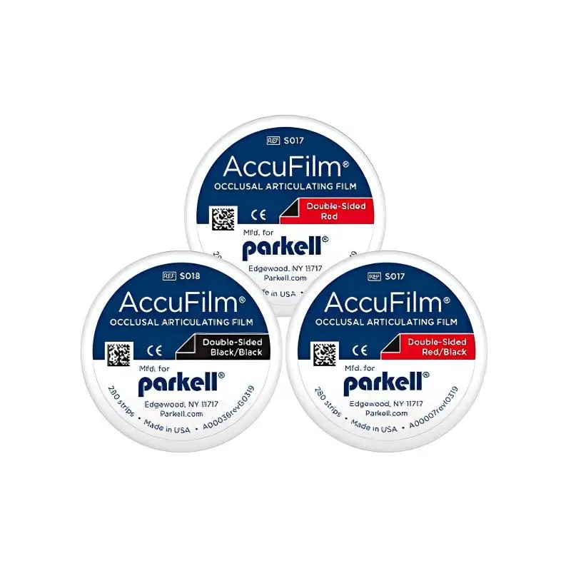 

Пленка Parkell AccuFilm двусторонняя артикуляционная черно-красная и однотонная, ультратонкая, 21 микрон, для высокоточной окклюзионной регулировки