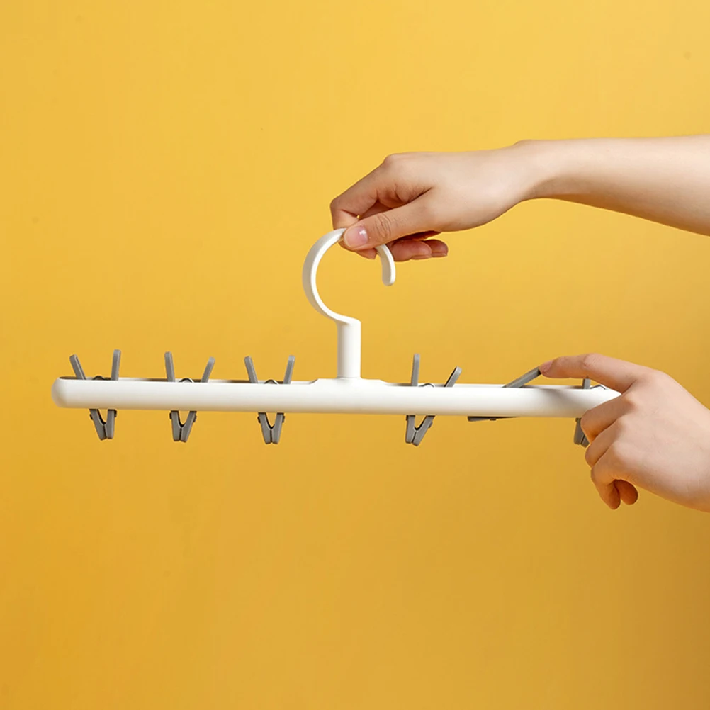 

2 pcs Drying Rack Premium PP Material 6 Clips Storage 360 Rotation Wind Proof High Capacity Clotheshorse Socks Holder Underwear