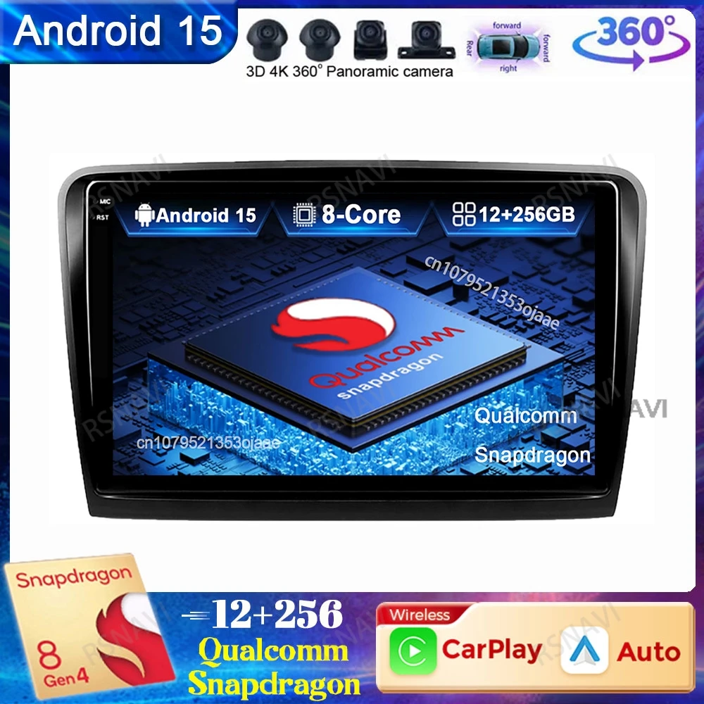 

Автомобильное радио Android 15 для Skoda Superb 2 B6 2008 2009 2010 2011-2015 Беспроводной Carplay Auto Stereo QLED GPS Qualcomm DVD DSP BT