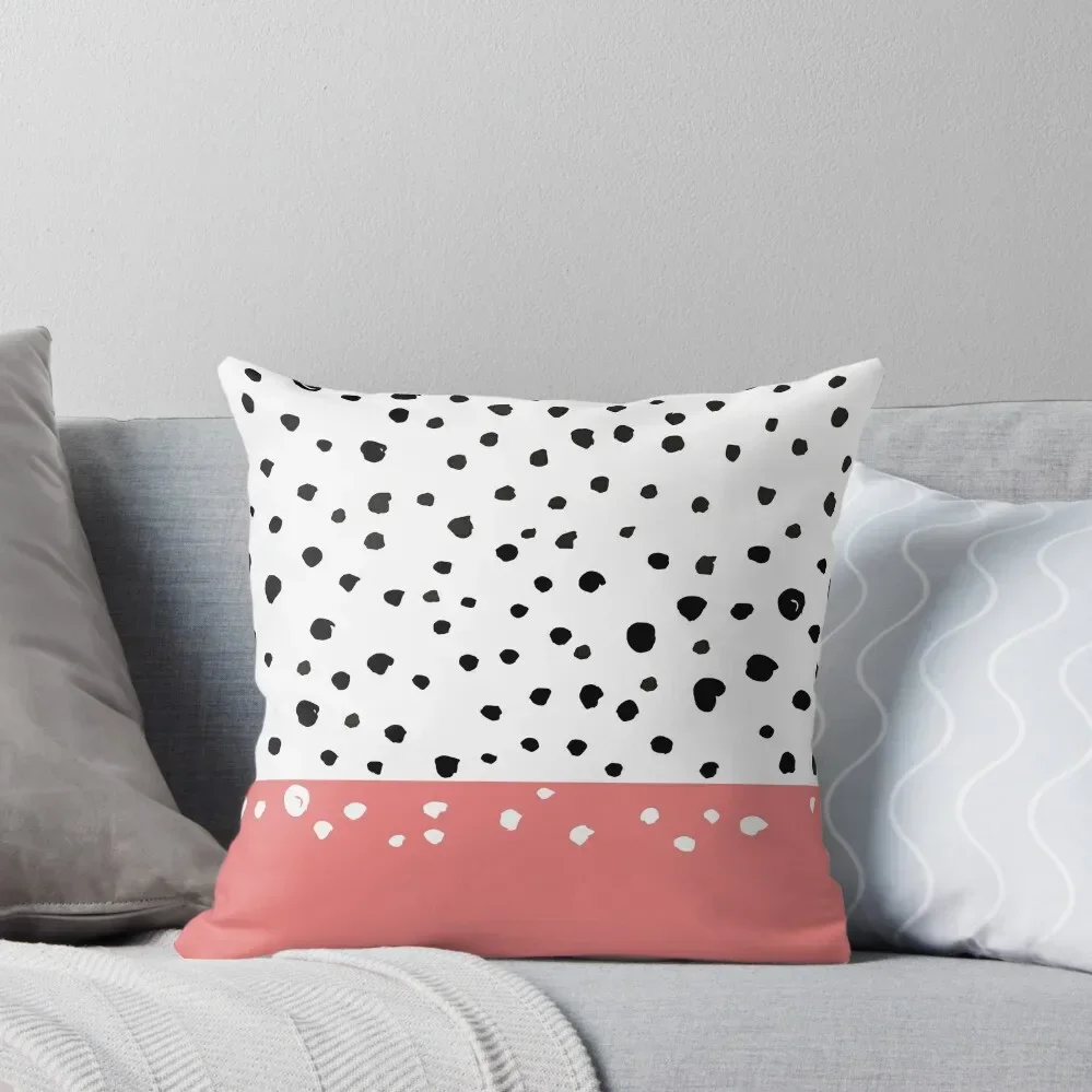 

Black, White and Pink Dalmatian Dots Throw Pillow Pillows Aesthetic Decorative Cushions pillow