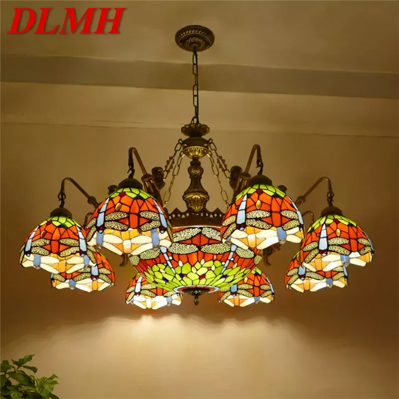 

Подвесная лампа DLMH Tiffany в европейском стиле для гостиной, винтажная креативная цветная стеклянная лампа для ресторана, спальни, отеля