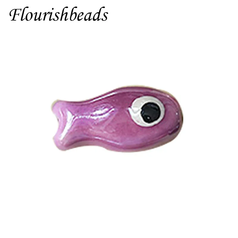 Wholesale 30pcs Cute Ceramic Fish Colorful Happy Fish Charms Loose Beads DIY Earrings Bracelet Jewelry Accessories 10x19mm