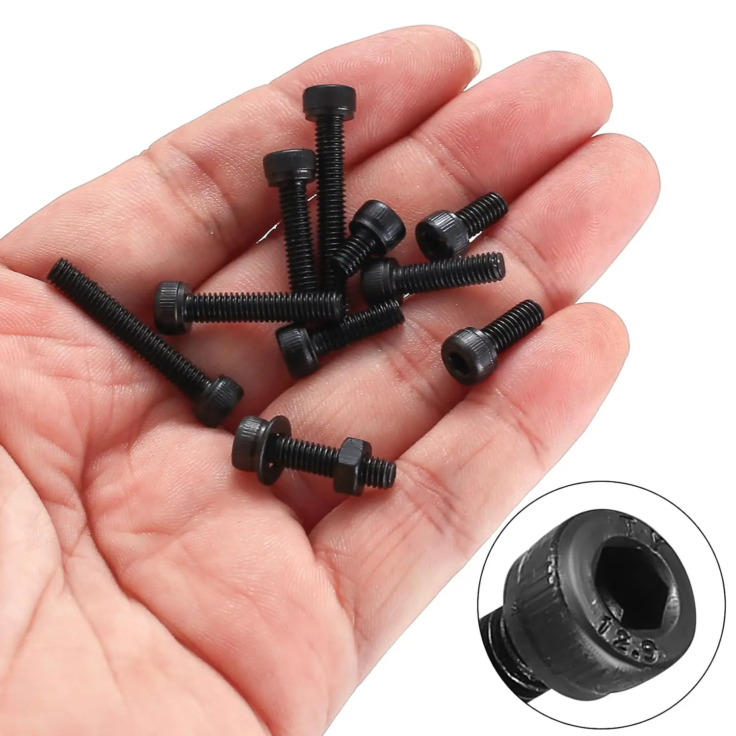 

M4 hexagonal socket head cap screw, bolt, nut and washer combination kit, 405 pieces of metric bolts, 12.9 grade alloy steel