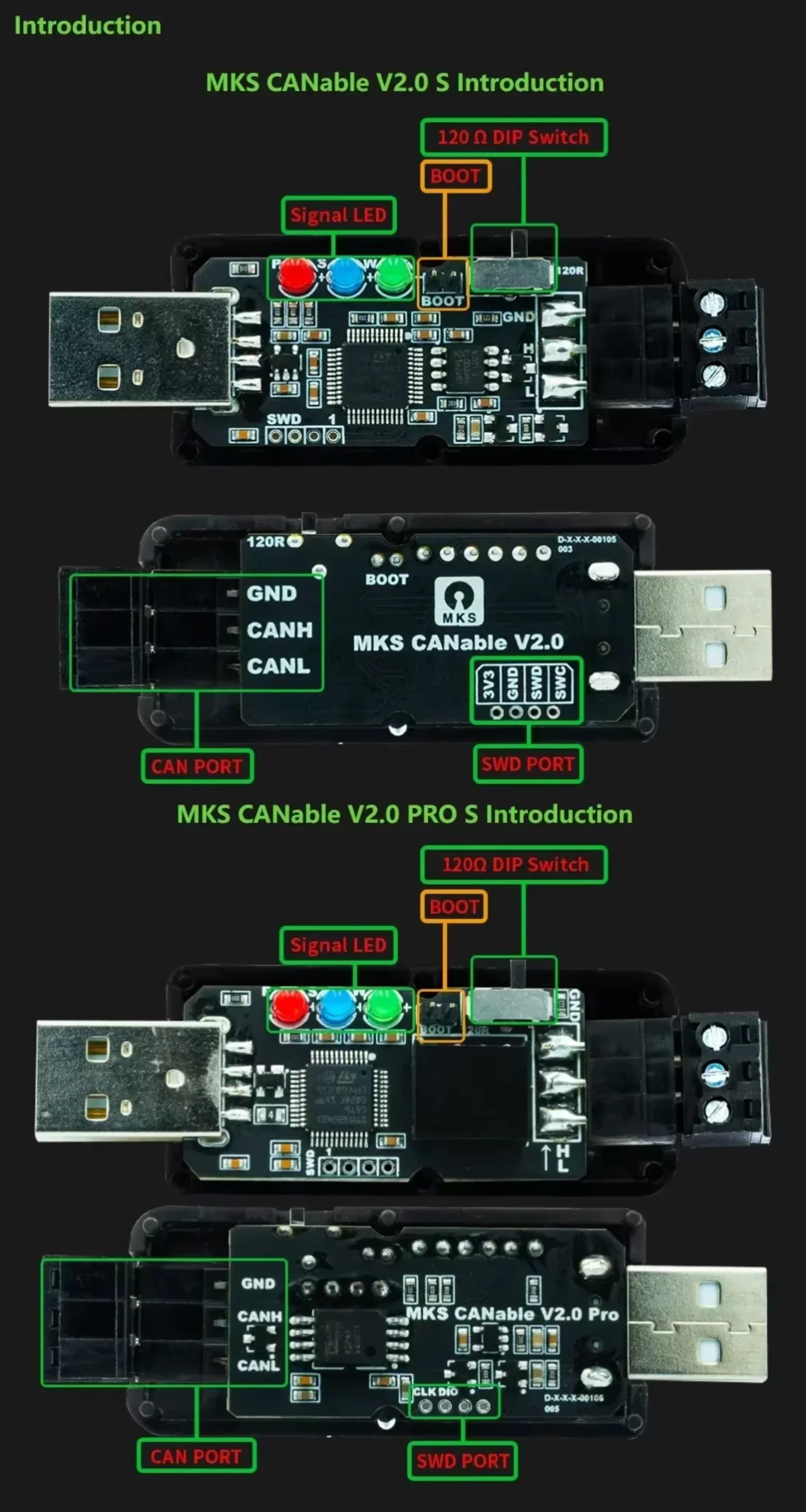 Makerbase CANable 2.0 USB to CAN Adapter Analyzer with CAN FD/Slcan/SocketCAN Support