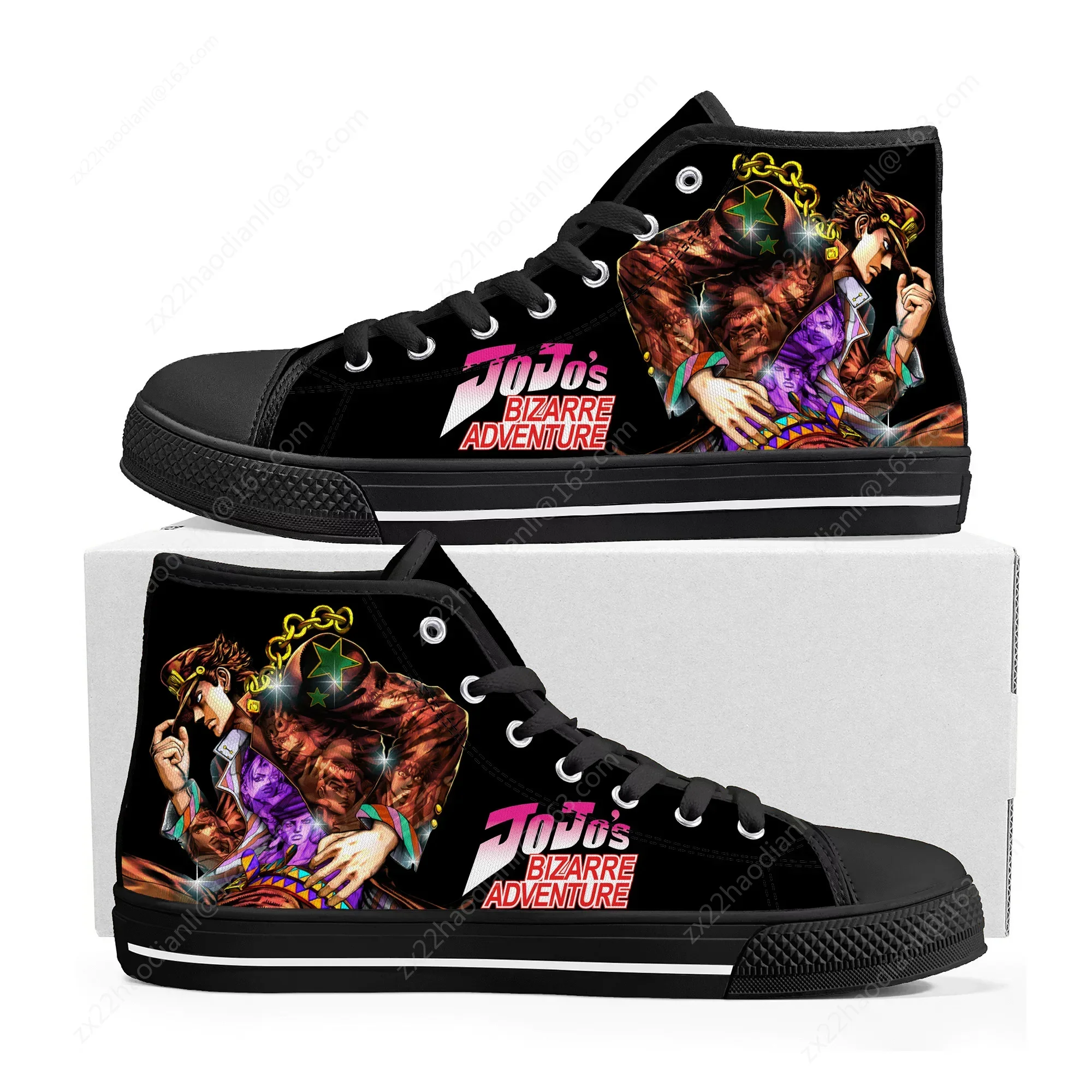 Hot Anime JoJos Bizarre Adventure High Top Sneakers High Quality Mens Womens Canvas Sneaker Casual Couple Shoes Custom Shoe