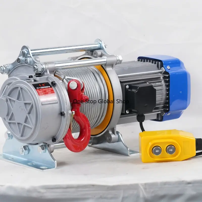 China Manufactured Aluminum Shell Electric Hoist Winch, 1–3Ton, 30–200m Wire Rope Sling, 220V/380V
