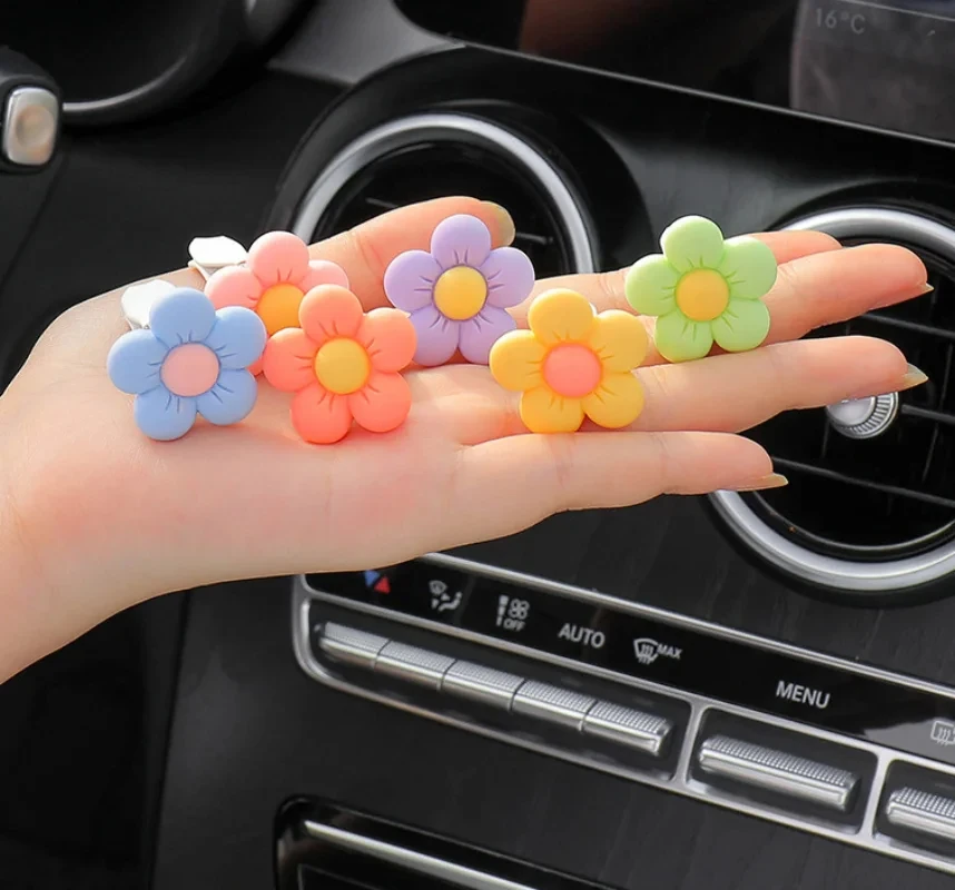 Cute Flower  Aromatherapy Car Air Outlet Decoration Perfume Clip Air Freshener Colorful Flora Decor Auto Accessories