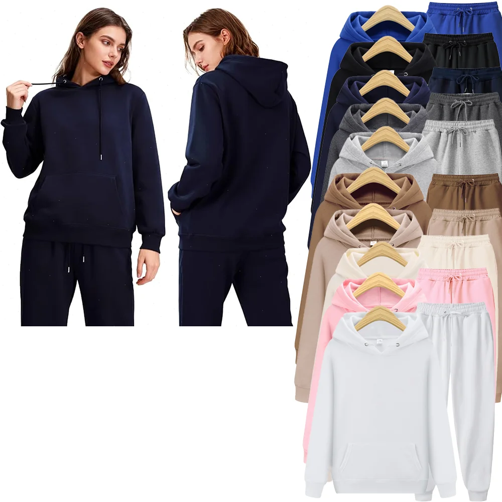 Winter Women Tracksuit Girls Sports Suits Unisex Hoodies + Pants Two Pieces Sets Female Running Casual Sweatshirts Sweatpants