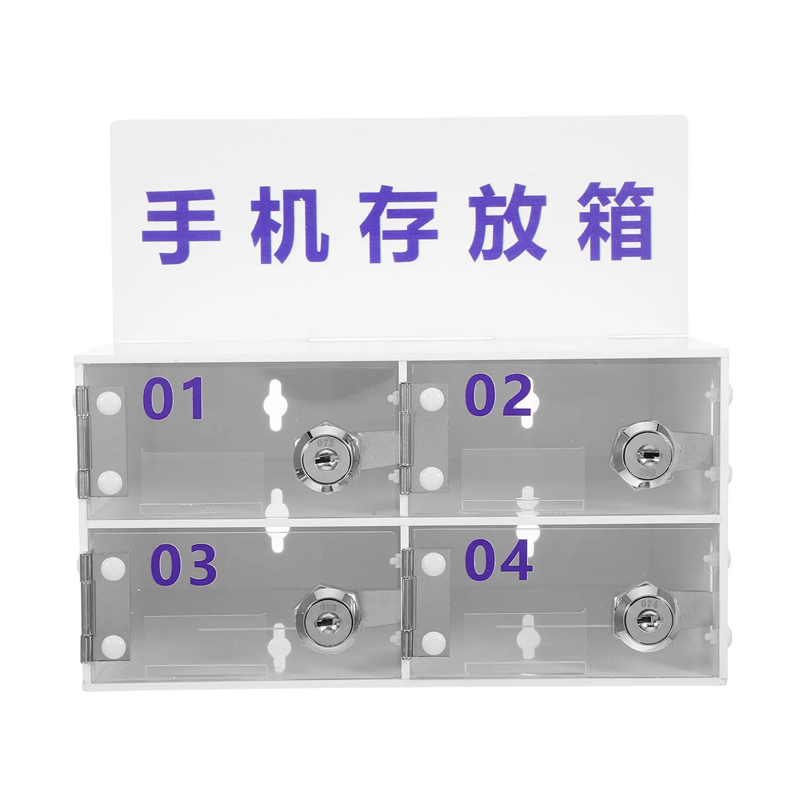 

4-Grid Acrylic Cell Phone Cabinet Lockable Transparent Storage Box for Employees Students Phones Organization Workshop School