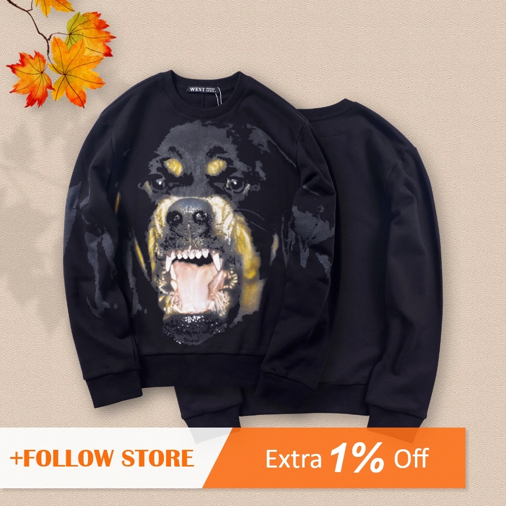 Mannen Vrouwen Sweatshirts Grote Honden Print Hoodies Lente Herfst Oversized O-hals Truien Casual Mode Lange Mouw Sweatshirt