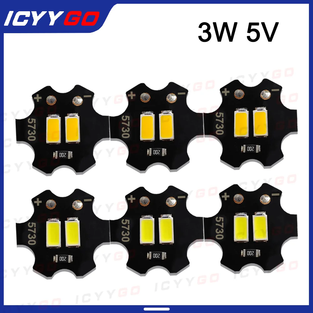 10 Pcs LED Light Source Board 1-3W White Light Warm Light 20MM 5730 Chip 5V Low Voltage Light Board DIY USB Night Light ICYYGO