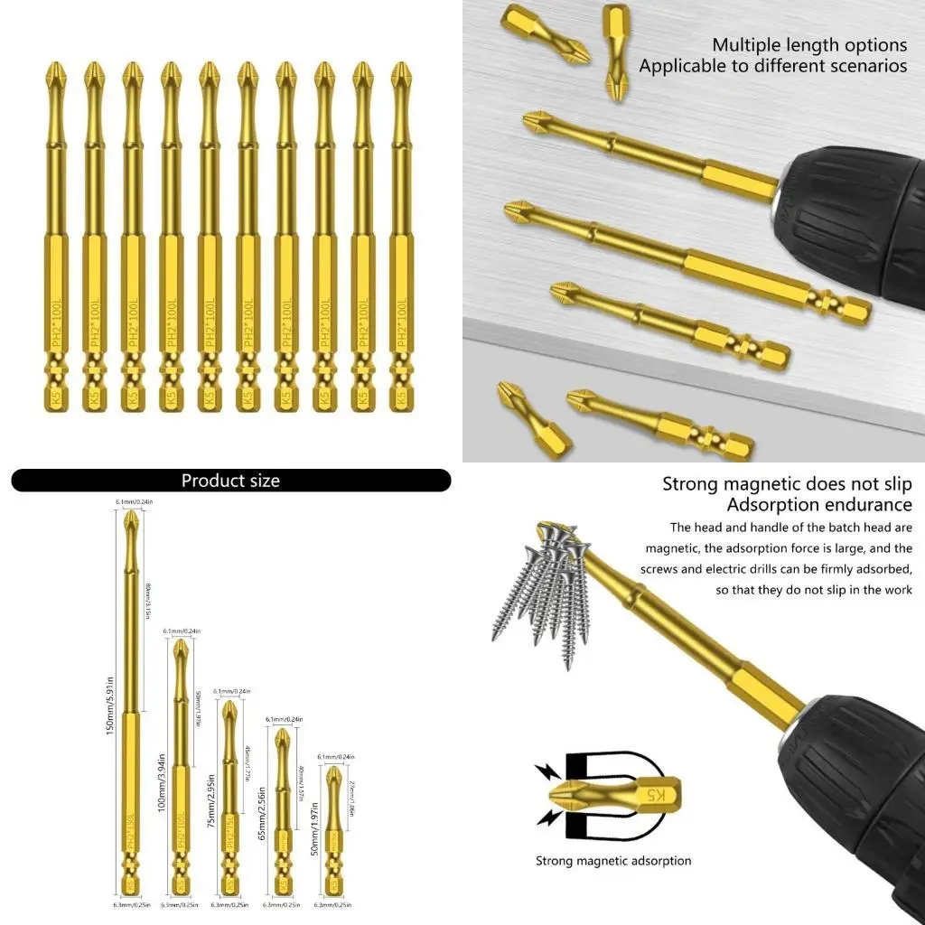 652F Professional Impact Driver Bits, Antislip Coating Power Power Accessories สำหรับ Precisiosn Fastening Maintenance