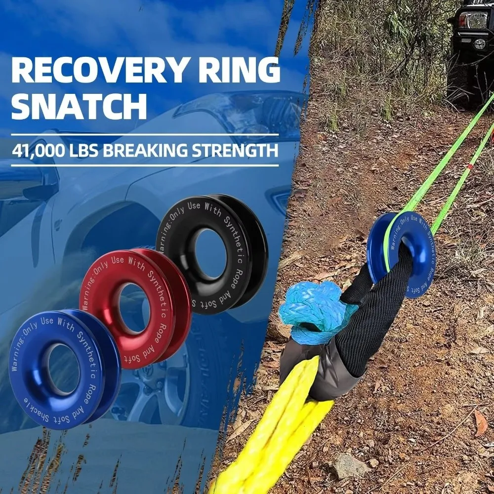 41000lbs Break Strength Winch Snatch Recovery Rings Aluminum Alloy 3/8