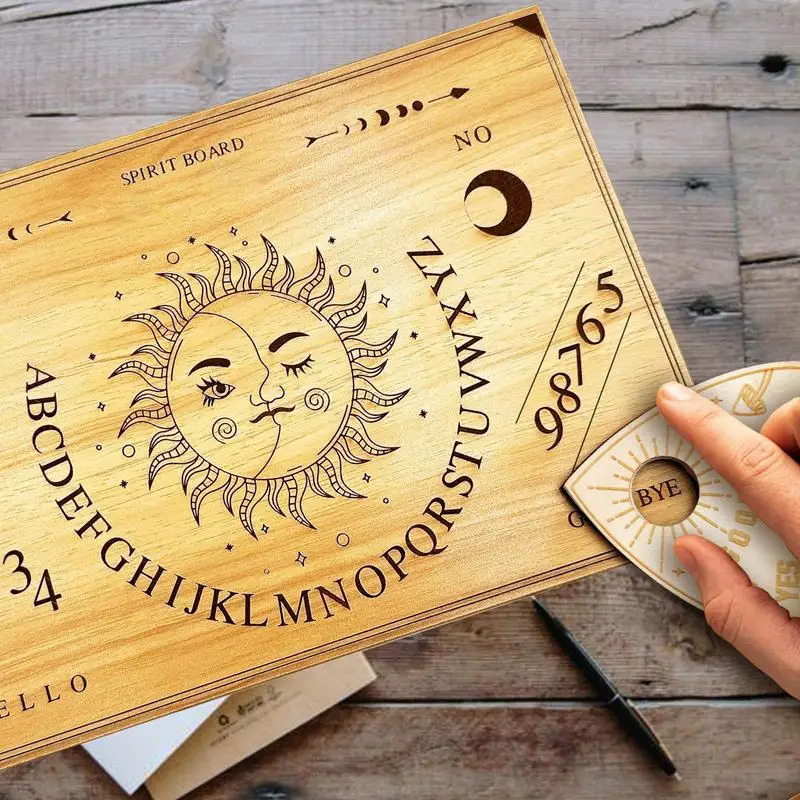 Ouija Board 20cm Wooden Ouija Planchette Message Talking Board With Pointer Decision Maker Board For Home Yoga Meditation Energy