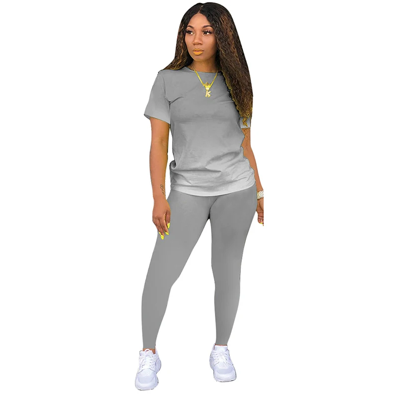 Women Tracksuit Spring Summer Gradient T-Shirt and Pants 2 Piece Set Short Sleeve Fashion Casual Streetwear Female Outfits