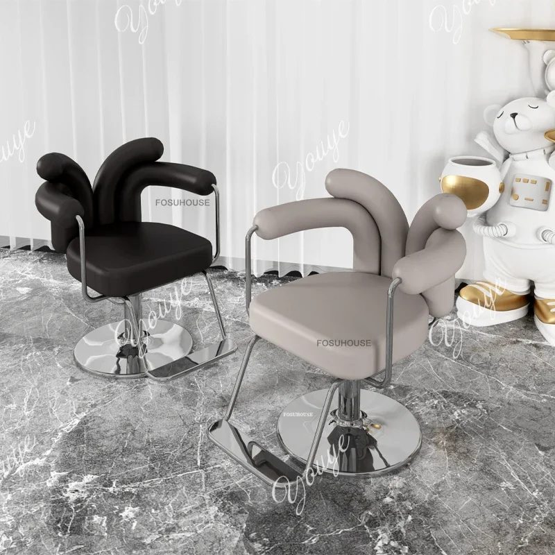 

A Professional Beauty Salon Barber Chairs Cream Style Hairdressing Chair Designer Salon Furniture Hair Salon Lift Swivel Armchai