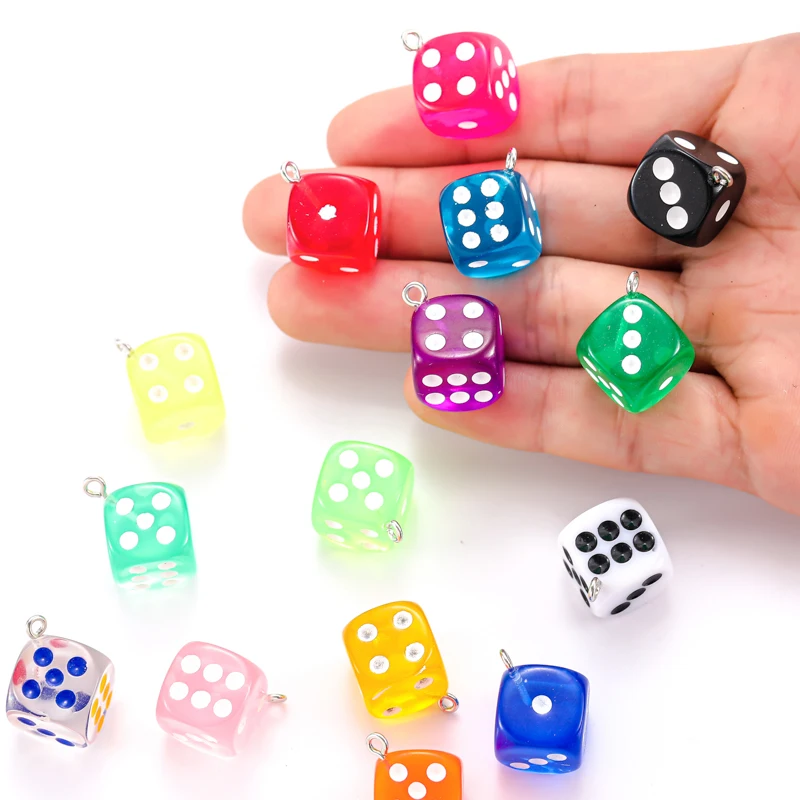 5pcs 9 Colors 3D Dice Pendants Charms for Making Jewelry Crafting Cute Earrings Necklaces Handmade Accessories 14*14mm W331