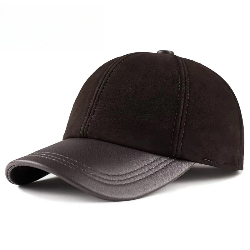 Retro Cap For Men Suede Real Leather Baseball Caps Sheepskin Men Youth Duck Tongue Dad Hats Bombe Adjustable
