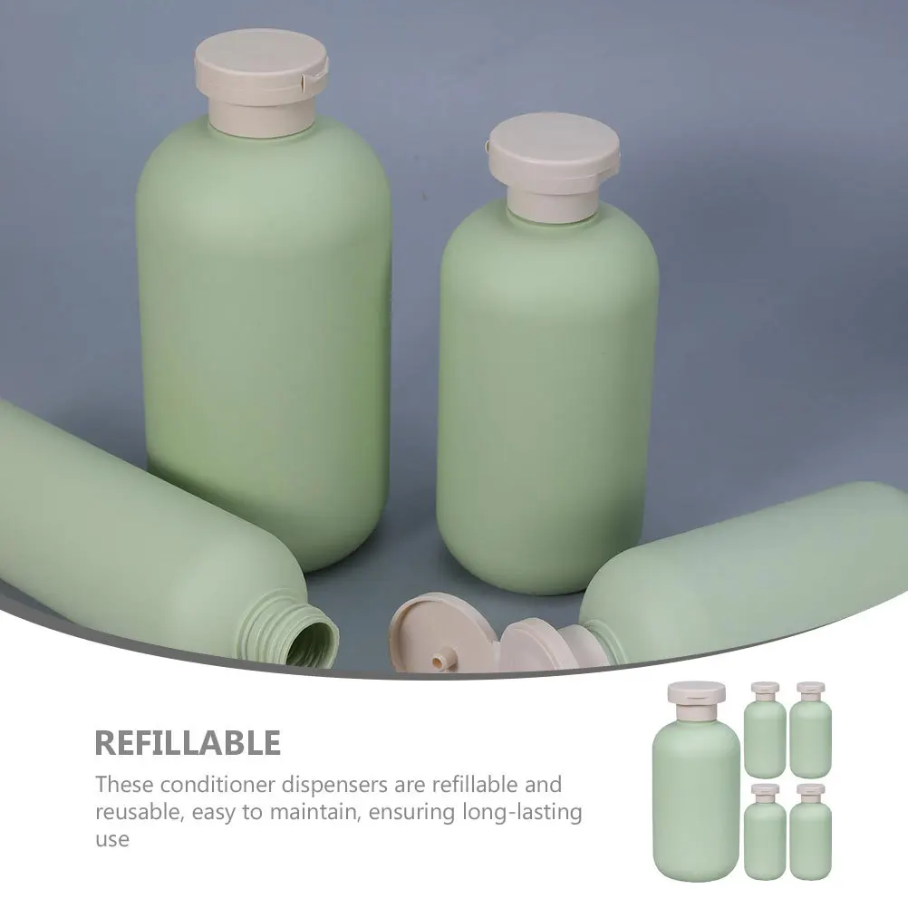 

5Pcs Travel Size Bottles Dish Soap Dispenser Reusable Shower Gel Containers 300ml Stylish Toiletry Set Conditioner Bottles