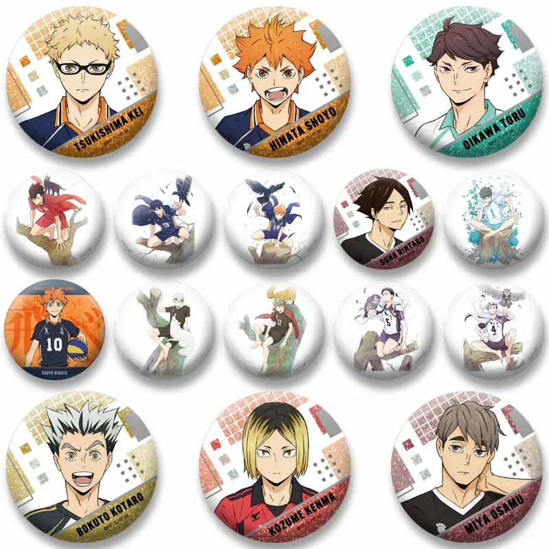 Karasuno High School Anime Round Badge Clothes Backpack Jewelry Accessories Tobio Shoyo Kenma Toru Lapel Pin Jewelry Brooch Gift