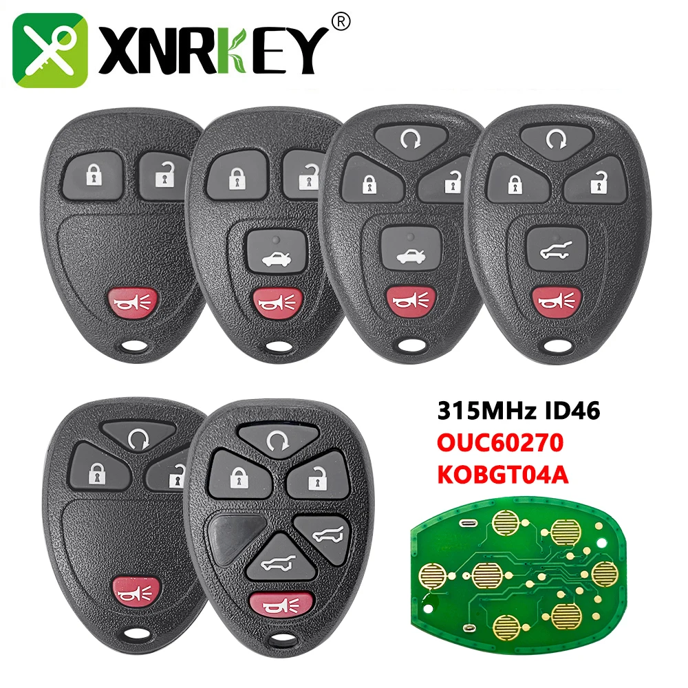 

XNRKEY 3/4/5/6B Smart Remote Car Key 315Mhz for Chevrolet Tahoe Traverse for GMC Silverado for Buick Hummer H3 OUC60270 KOBGT04A