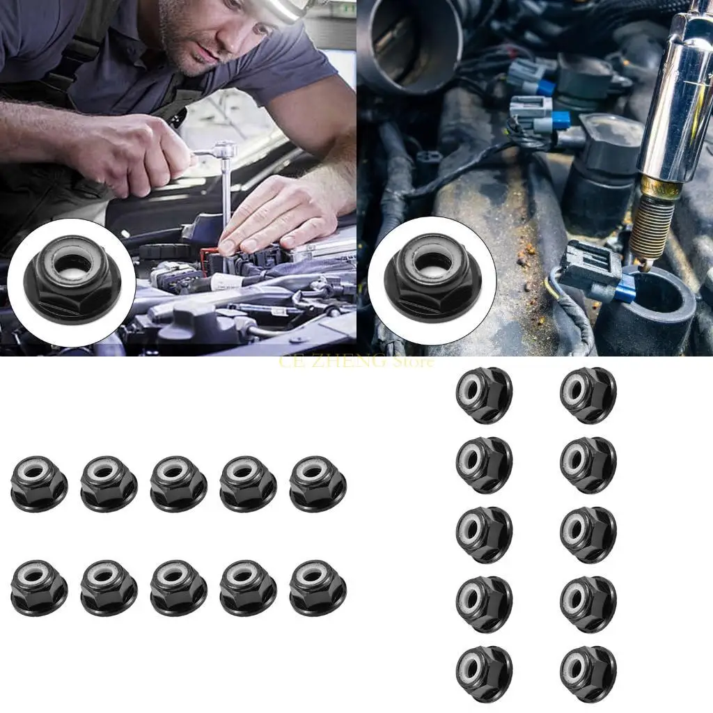 E56B 10pcs Aluminium Bride en nylon Insert d'écrou verrouillage verrouillage verrouillage Écrou l'écrou pour