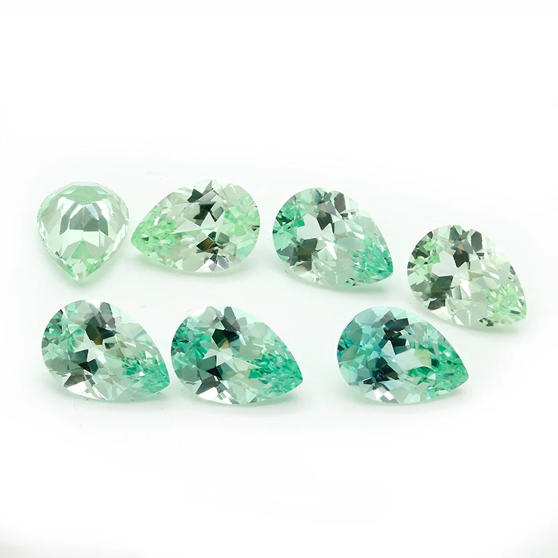 Exceptional Green Corundum Flame Melted Lab Mint Green Pear Shape With AGL Certificate Cultivate For Jewelry Loose Gemstone