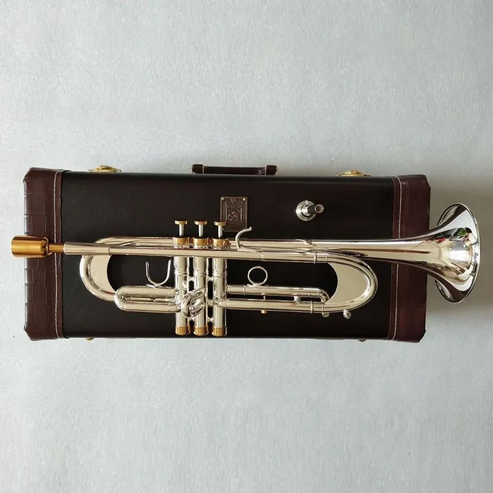 LT190S-77 instrumento de trompeta de nivel superior Bb bolsa de correa de instrumento profesional de latón plateado