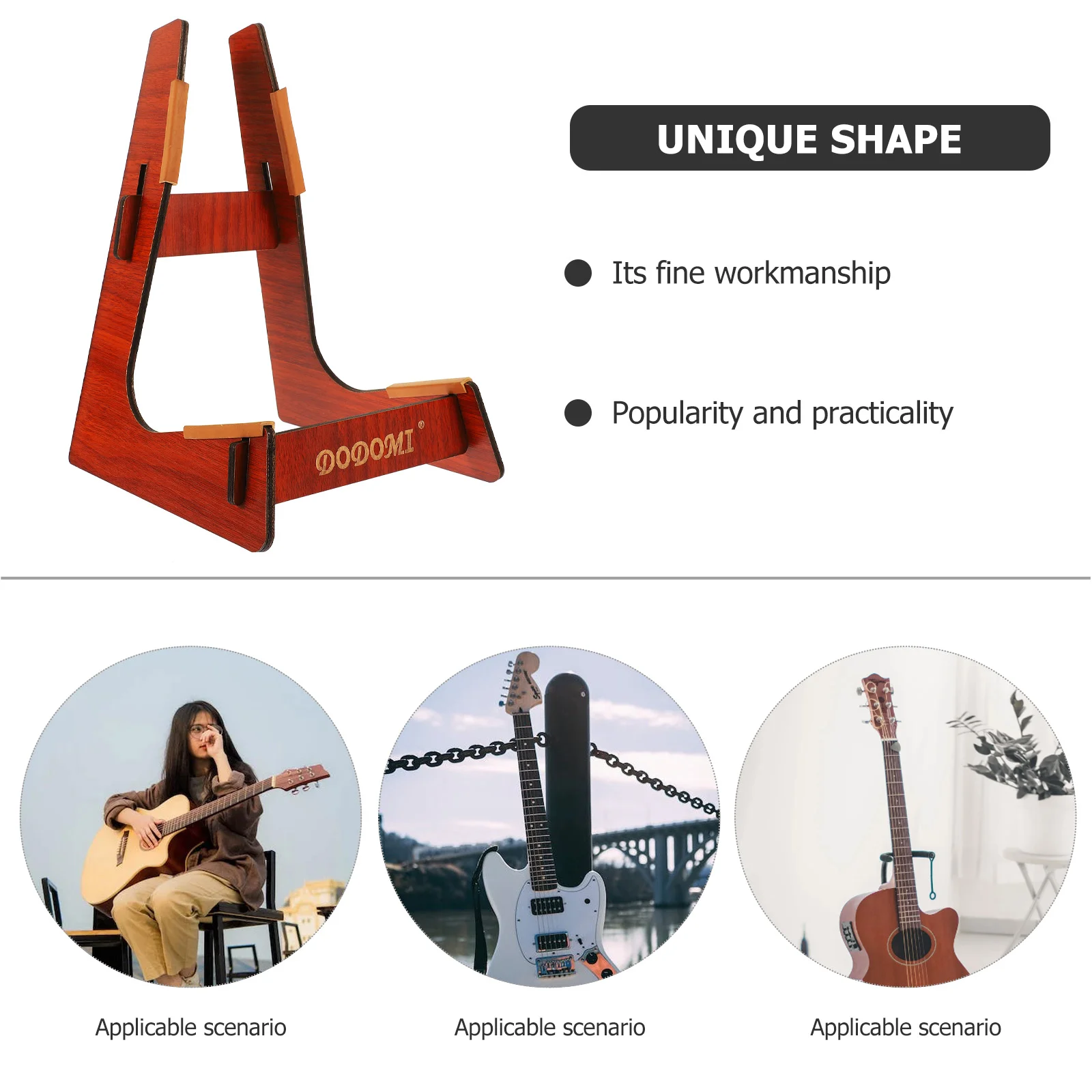 Supporto per chitarra in legno Supporto per chitarra da pavimento Supporto pieghevole per ukulele domestico Espositore per chitarra