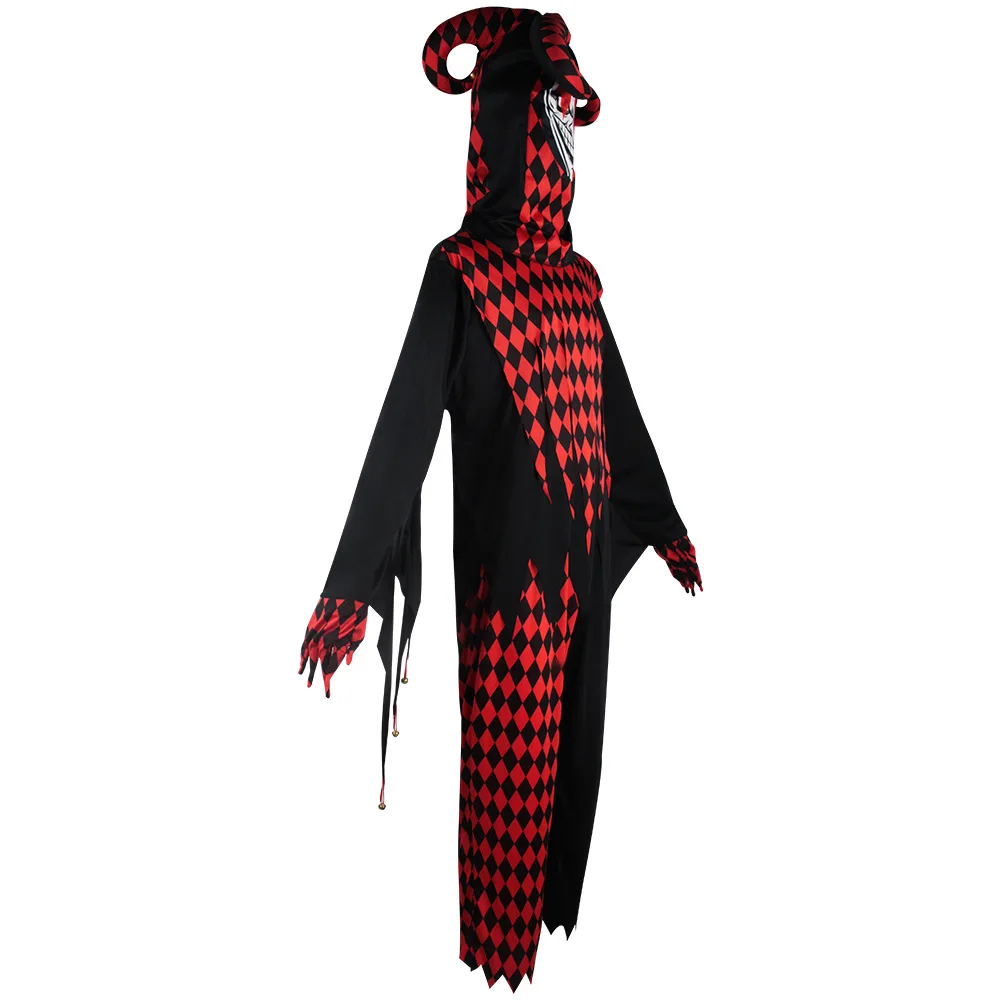 Loween película de terror asesino mal tarjeta de póker payaso Cosplay Par disfraz ropa tradicional de mujer puesta en escena