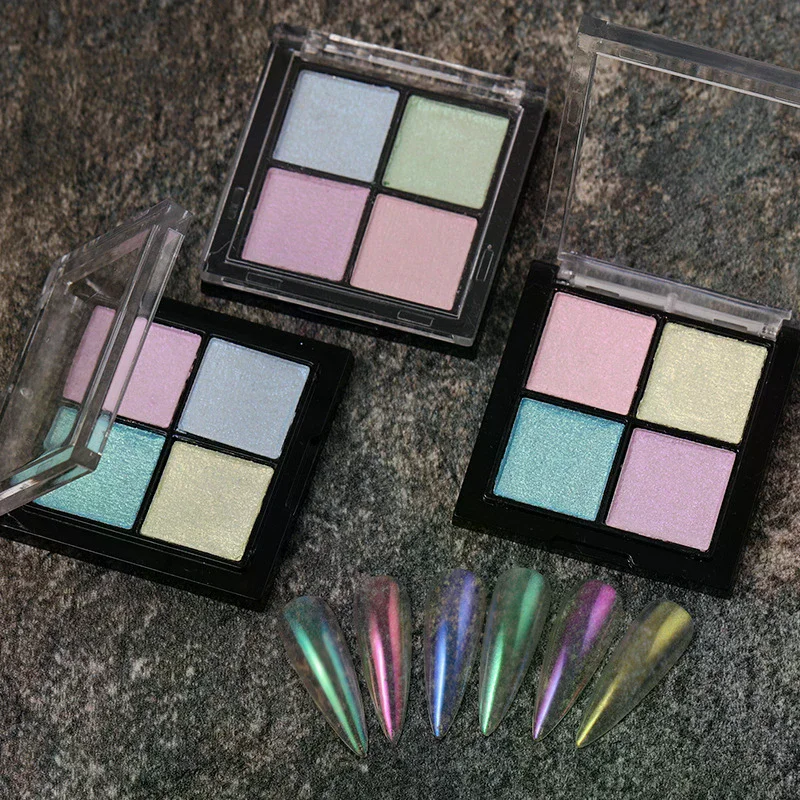 4 ألوان أورورا الصلبة مرآة لامعة مسمار بريق الأظافر الأشعة فوق البنفسجية هلام البولندية الصباغ مسمار الفن زينة الملحقات #2