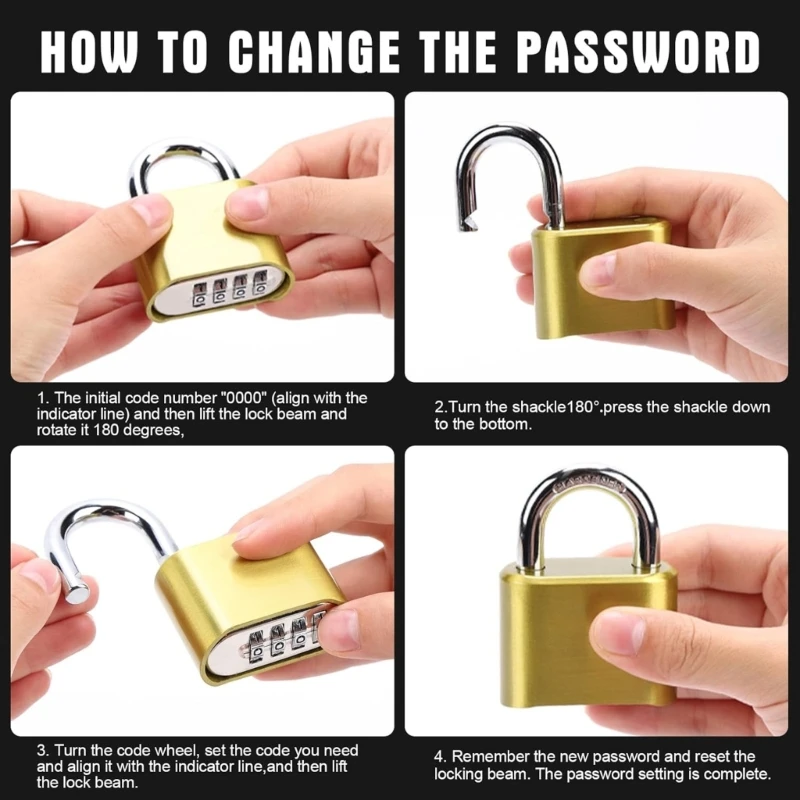 10000 Codes Gold High Security Padlocks Double Clasps Water Resistant Durability HX6C