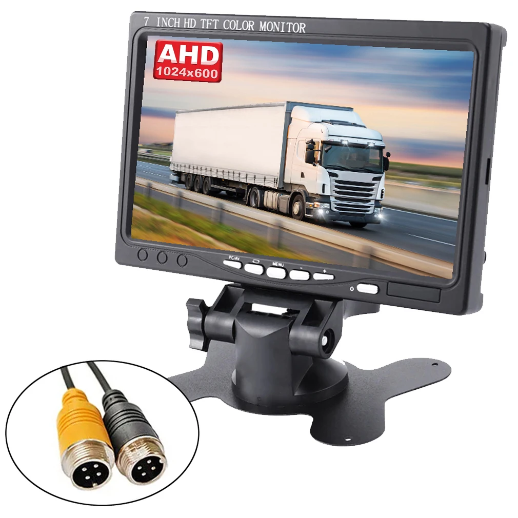 

7-дюймовый AHD IPS монитор 1024x600 с 2-канальным 4-контактным видеовходом для AHD1080P/CVBS, для автомобильных и грузовых камер заднего вида
